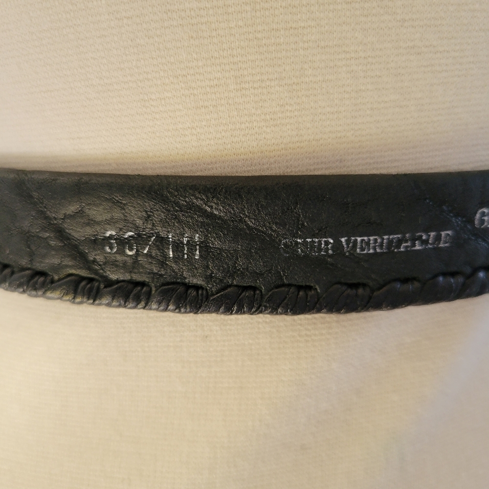 Gilles Herve Paris Women’s Black Leather Side Stitched Belt - Picture 9 of 13